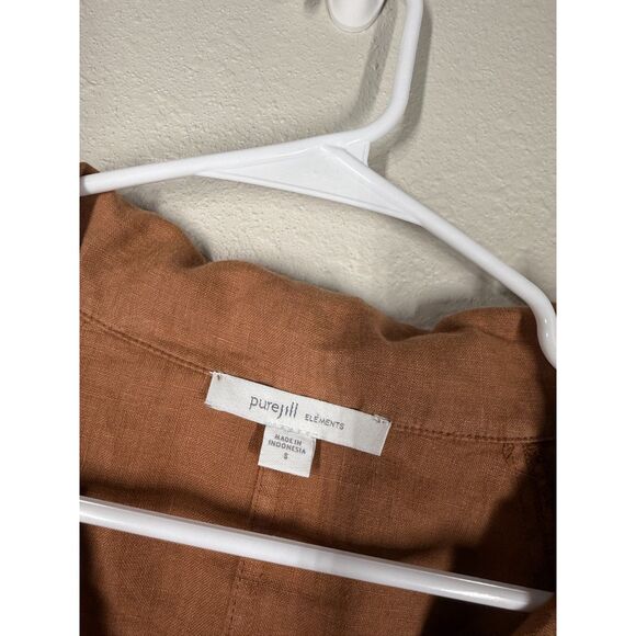 J Jill PureJill Brown Linen Top Sz S Artsy Lagenlook Boxy Beachy Minimalist - Picture 4 of 7